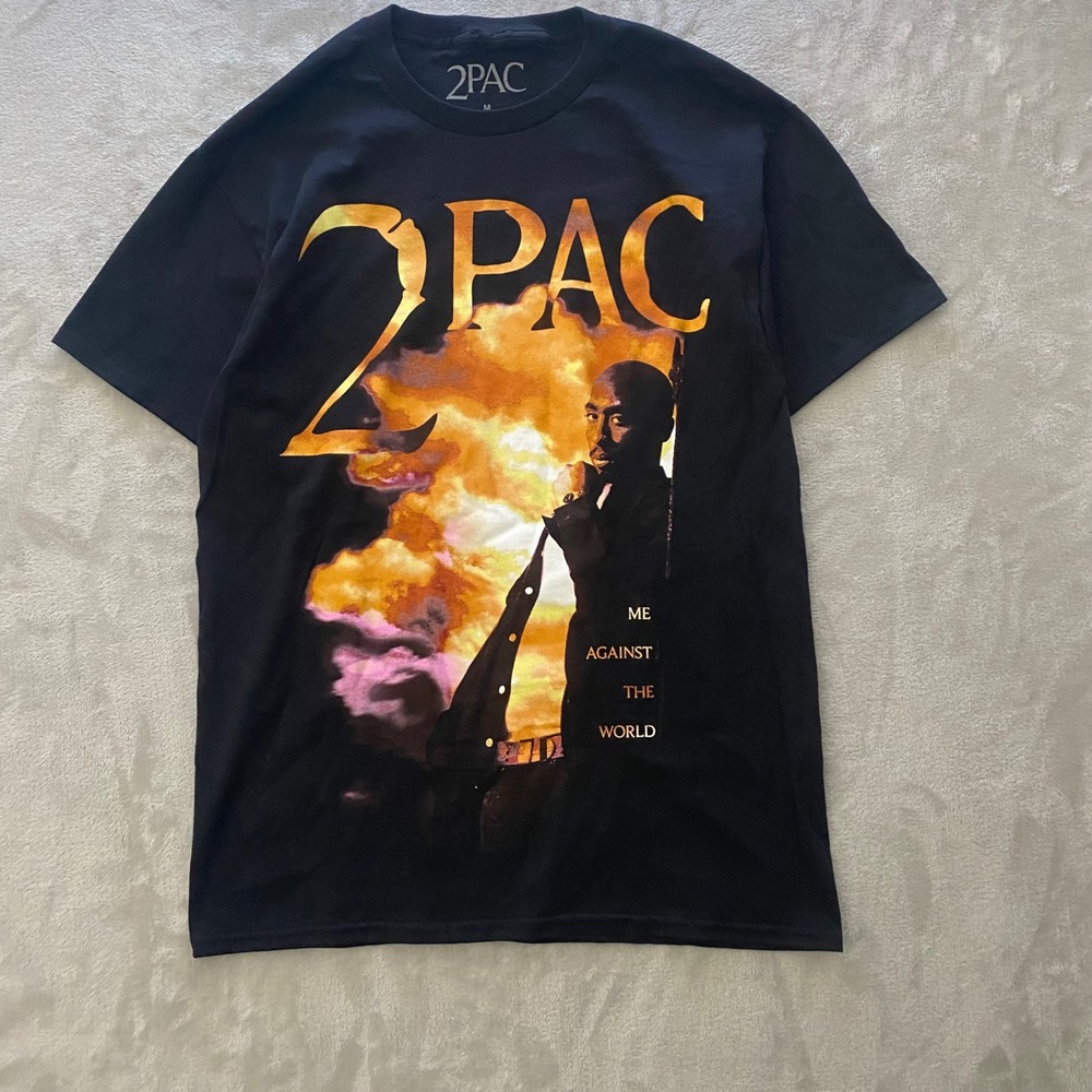 2Pac Me Against The World Graphic T-Shirt Mens Medium Black Tupac Shakur Rap Tee